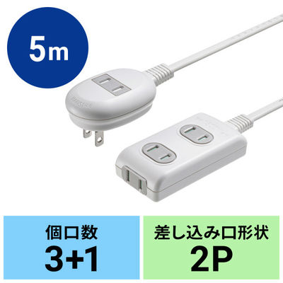 サンワサプライ  プラス1個口便利タップ（2P・3個口＋1個口・5m） TAP-B9-5K（直送品）