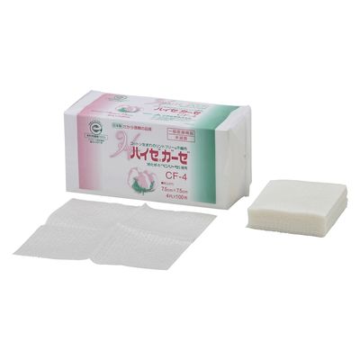 小津産業 ハイゼガーゼCF No.4 4号 23385611 7.5X7.5CM(100マイイリ) 1箱(100枚)（直送品）