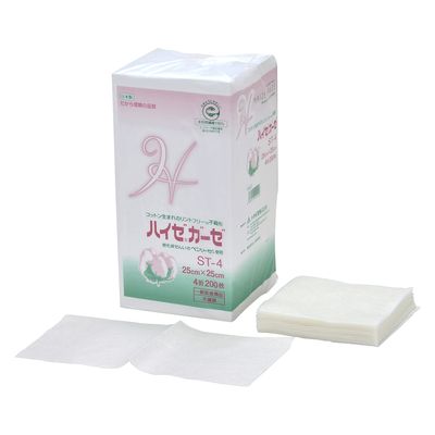 小津産業 ハイゼガーゼ(4ツ折)STー4 ST-4 23385604 25X25CM(200イリ) 1箱(200枚)（直送品）