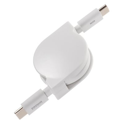サンワサプライ  USB2.0 Type-C 巻取りケーブル  PD60W　ホワイト KU-CCP60M08W（直送品）