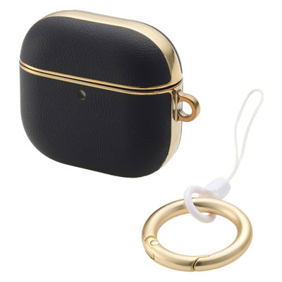 AirPods 4 ケース 用 ソフトレザー カバー 衝撃吸収 落下防止 ブラック AVA-AP06PLMBK エレコム 1個（直送品）