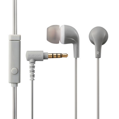 マイク付イヤホン 4極ミニプラグ 両耳 カナル型 スマホ用ステレオヘッドホン グレー EHP-CN300MGY エレコム 1個（直送品）