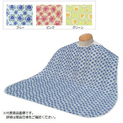 竹虎 ソフラピレンエプロン 食事用 介護用  パンジー グリーン 10661503x7 1箱(7枚入)（直送品）
