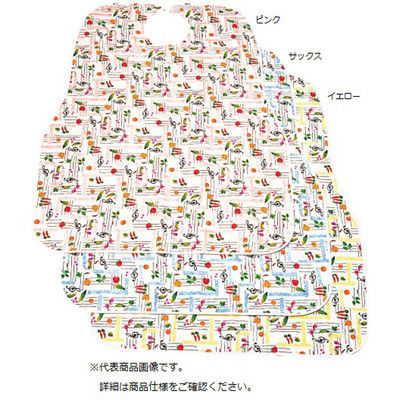 松本ナース産業 食事用エプロン 介護用 (フルーツ柄) サックス 400-01 1箱(5枚入) 23-6295-00-01（直送品）