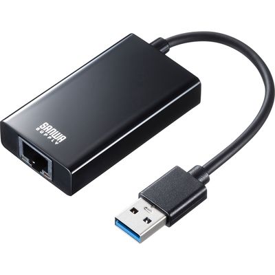 サンワサプライ USB3.2-LAN変換アダプタ(USBハブポート付・ブラック) USB-CVLAN3BKN 1個（直送品）