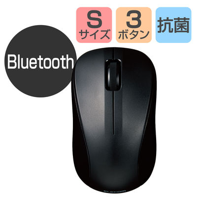 Bluetoothマウス 無線 ワイヤレス 3ボタン 抗菌 Sサイズ 黒 M-BY10BRKBK エレコム 1個（直送品）