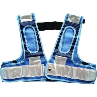 ミズケイ フルハーネス用安全ベスト「装着できるんです」<青/白> 5941114 1枚 226-6729（直送品）