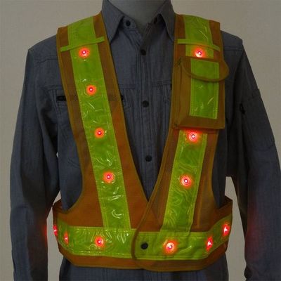 ミズケイ 多機能ベスト「光るんです」赤LEDタイプ(黄/黄) 3012001 1枚 208-5674（直送品）