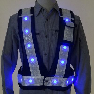 ミズケイ 多機能ベスト「光るんです」青LEDタイプ(紺/白) 3015002 1枚 208-5654（直送品）