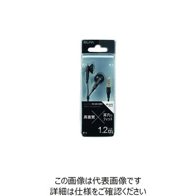 朝日電器 ELPA ステレオインナーホン1.2M RD-NM12(BK) 1個 200-7290（直送品）