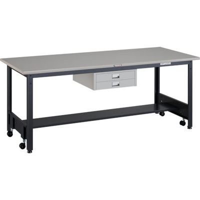 TRUSCO 中荷重作業台(500kg)CFW型 1800X750XH740 薄型2段引出付 ダークグレー色 CFWS-1875UDC2（直送品）