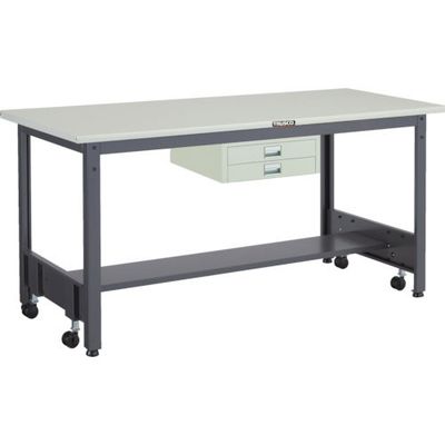 TRUSCO 中荷重作業台(500kg)CFW型 1800X900XH740 薄型2段引出付 ダークグレー色 CFWS-1890UDC2（直送品）