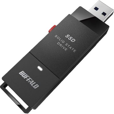 バッファロー 抗ウイルス・抗菌ポータブルＳＳＤ　ＵＳＢ３．２（Ｇｅｎ１）　ＴｙｐｅーＡ　スティック型　１ＴＢ　ブラック（直送品）