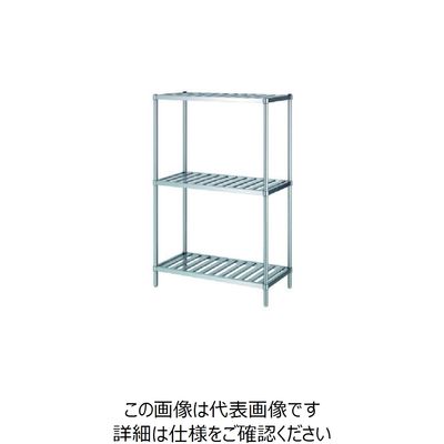 シンコー ステンレスラックスノコ棚3段 SUS304 間口738×奥行738×高さ1800 RSN3-7575 1台(1個)（直送品）