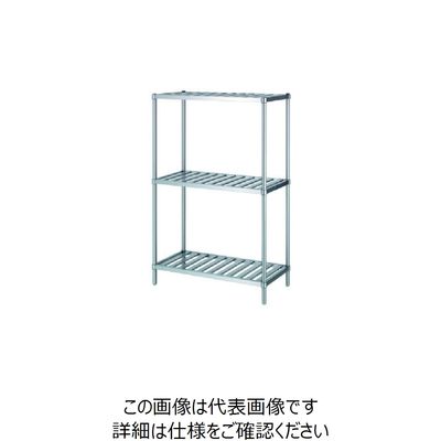 シンコー ステンレスラックスノコ棚3段 SUS430 間口738×奥行738×高さ1800 RS3-7575 1台(1個) 129-7242（直送品）