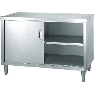 シンコー キャビネット作業台 アジャスト付 E型 (片面ステンレス戸) 600×450×800 E-6045 1台 129-5734（直送品）