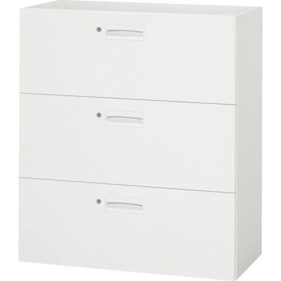 ダイシン工業 DAISHIN 壁面収納庫 3段引出各段シリンダー錠型 下置き専用D400 ホワイト V940-311DS 1台（直送品）