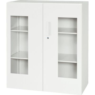 ダイシン工業 DAISHIN 壁面収納庫 窓付き両開き型 下置き専用D310 ホワイト V930-11HG 1台 856-9687（直送品）