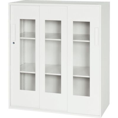 ダイシン工業 DAISHIN 壁面収納庫 窓付き3枚引戸型 下置き専用D400 ホワイト V940-11TG 1台 856-9741（直送品）