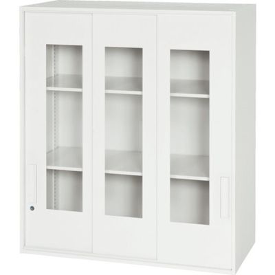 ダイシン工業 DAISHIN 壁面収納庫 窓付き3枚引戸型 上置き専用D400 ホワイト V940-10TG 1台 856-9724（直送品）