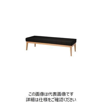 ミズノ 木脚ロビーチェア 2人用背無 ブラック MBC-1825WD58-BK 1台 127-5541（直送品）