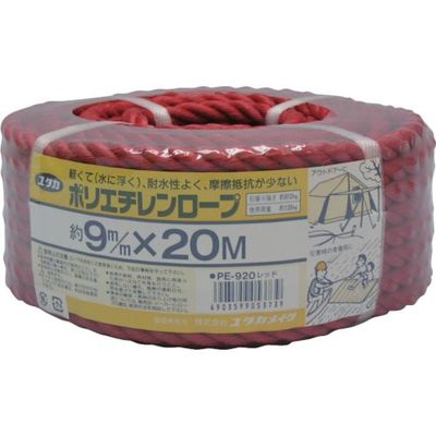 ユタカメイク ロープ PEカラーロープ万能パック 9φ×20m 赤 PE920 R 1個 113-5461（直送品）