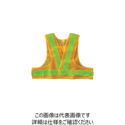 喜多 LED安全ベスト(ショート丈) イエロー×ライム フリー NO6080-YEL/LIM-FREE 1着 235-2404（直送品）