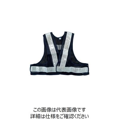 喜多 LED安全ベスト(ショート丈) No6080 ネイビー×シルバー フリー NO6080-NV/SIL-FREE 1着 235-5667（直送品）
