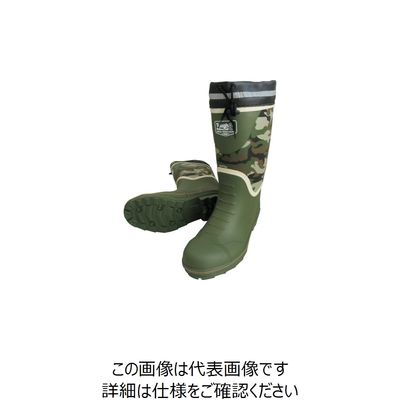 喜多 迷彩安全ゴム長靴(カバー付) KR7260 グリーン LL(26.5~27.0) KR7260-GRE-LL 1足 235-2344（直送品）