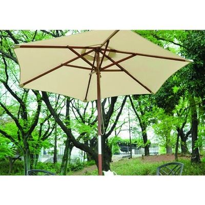 山善 ガーデンパラソル 木製パラソル 直径210cm アイボリー_59760 NMP-21(IV) 1本 205-1830（直送品）