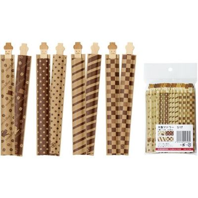大黒工業 大黒 木製マドラー ひげ 袋入 48本アソート 377305 1袋(48本) 236-9652（直送品）