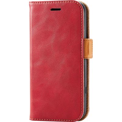 らくらくスマホ F-52B ケース カバー レザー 手帳 フラップ マグネット レッド PM-F213PLFYRD エレコム 1個（直送品）