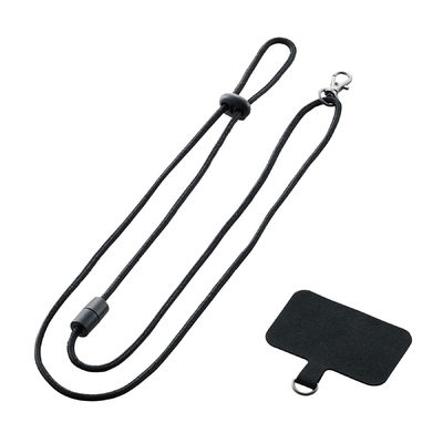 スマホアクセサリ 外付ストラップホール ネックストラップ ブラック P-STHNECBK エレコム 1個（直送品）