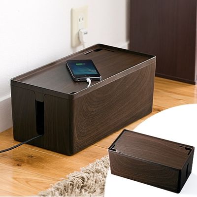 サンワダイレクト ケーブル・タップ収納ボックス（木目・リモコン設置） 200-CB001M 1個（直送品）
