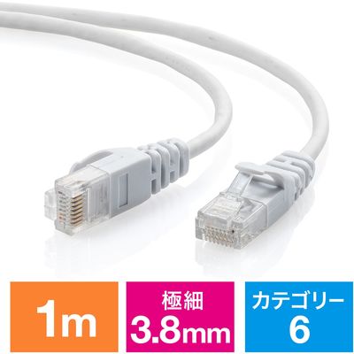 サンワダイレクト Cat6 スリムLANケーブル 1m （カテゴリー6・より線・ストレート・ホワイト） 500-LAN6SL01W 1本（直送品）