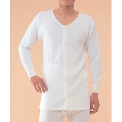 神戸生絲 紳士キルト前開き長袖（丸型マジック）LL　オフホワ BM1 【介護用衣類】ウェルファンカタログ ウェルファンコード：921154（直送品）