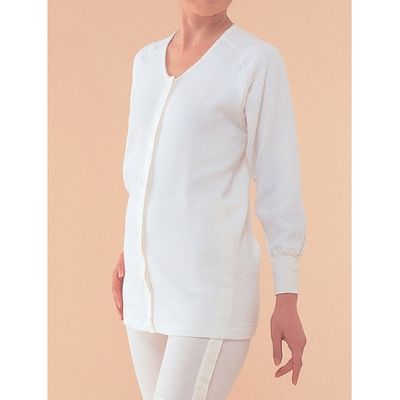 神戸生絲 婦人キルト前開き長袖（丸型マジック）L　オフホワイ BM2 【介護用衣類】ウェルファンカタログ ウェルファンコード：921155（直送品）