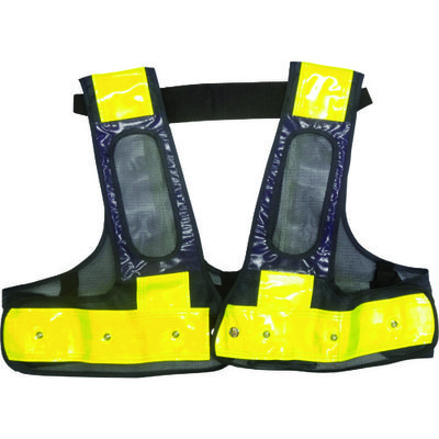 ミズケイ フルハーネス用LED安全ベスト/赤LED 装着できるんです 紺/黄 5941122 1枚(1着) 171-7265（直送品）