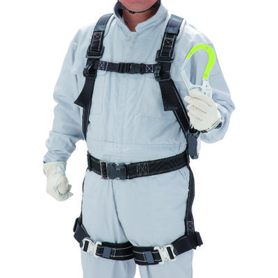 トーヨーセーフティ フルハーネス型 巻取式(小型)タイプ1 シングルランヤード(黄色樹脂蛍光プレートフック) 133-TR-Y 1本（直送品）