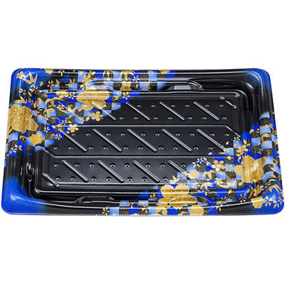 寿司容器 SFうま皿36 花雅青本体 0276936002325 400枚（50×8） シーピー化成（直送品）