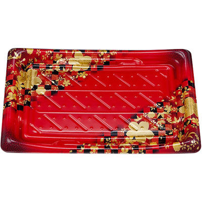 寿司容器 SFうま皿36 花雅赤本体 0276936002315 400枚（50×8） シーピー化成（直送品）