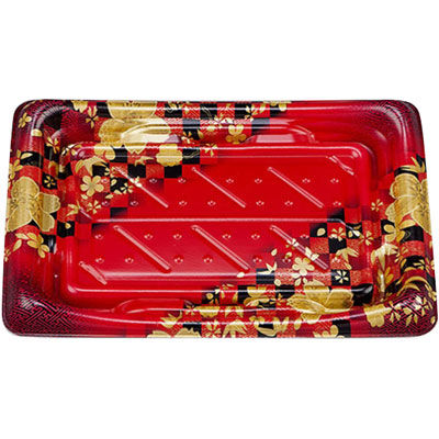 寿司容器 SFうま皿24 花雅赤本体 0276924002315 900枚（50×18） シーピー化成（直送品）