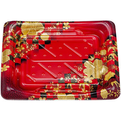 寿司容器 SFうま皿23 花雅赤本体 0276923002315 1200枚（50×24） シーピー化成（直送品）