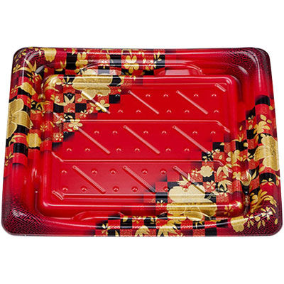 寿司容器 SFうま皿34 花雅赤本体 0276934002315 600枚（50×12） シーピー化成（直送品）