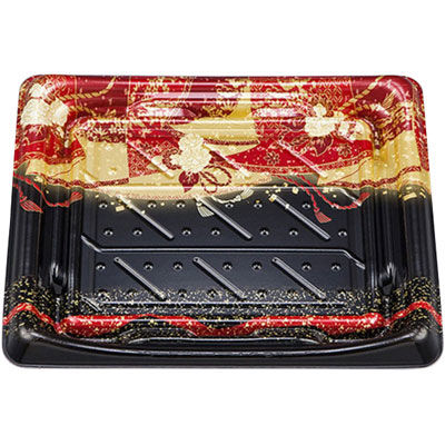 寿司容器 SFうま皿34 優赤本体 0276934007085 600枚（50×12） シーピー化成（直送品）
