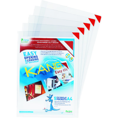 TARIFOLD カング イージークリック 粘着タイプ A5サイズ 5枚入り レッド 195770 1セット(5枚) 149-1439（直送品）