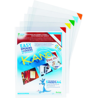 TARIFOLD カング イージークリック 粘着タイプ A4サイズ 5枚入り カラー 194779 1セット(5枚) 149-1438（直送品）