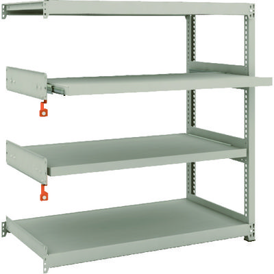 TRUSCO スチールラック M2型軽中量棚 1160X600XH1200 4段うちスライド2段 連結 M2-4462M2B 1台(1個)（直送品）