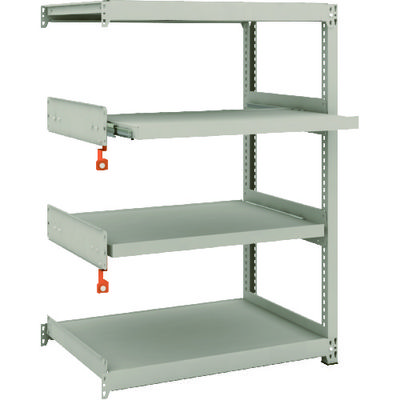 TRUSCO スチールラック M2型軽中量棚 860X600XH1200 4段うちスライド2段 連結 M2-4362M2B 1台(1個)（直送品）