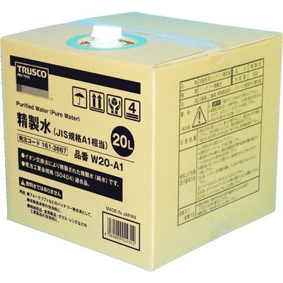 トラスコ中山 TRUSCO 精製水 20L JIS規格A1相当 W20-A1 1箱(1個) 161-2667（直送品）